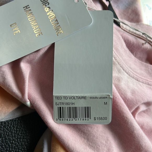 Zadig and Voltaire Tie Dye Logo Tee Orange Pink Mens crewneck short sleeve M NEW - Picture 7 of 12